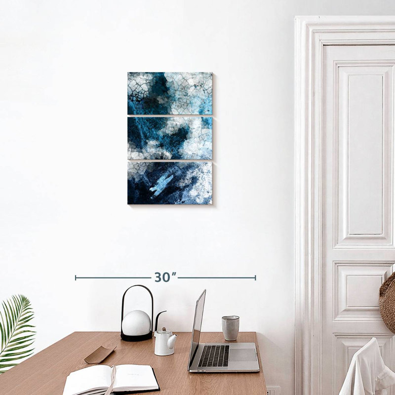Avery Navy White Abstract, 74" H x 48" W