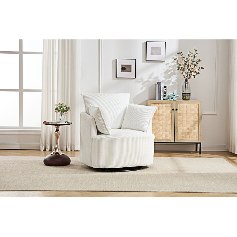 Fauteuil demi-tonneau rembourré, Blanc