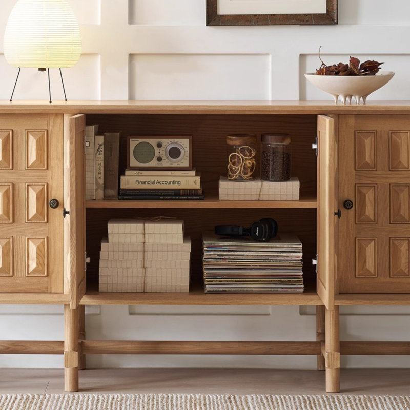 Retro Sideboard, Burlywood, 36.22" H x 62.99" W x 17.72" D