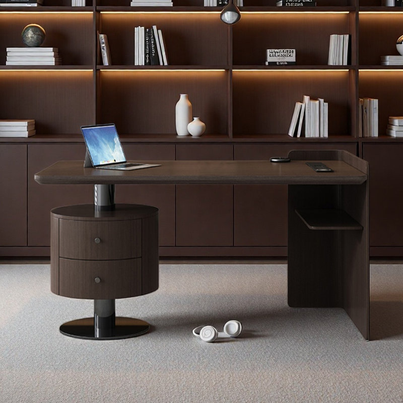 Bureau en bois massif avec rangement ouvert pour la maison, H 29,53 po x l 55,12 po x P 27,56 po