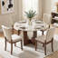 Ensemble de table et de chaises de salle à manger transitionnelles pour 4 personnes, comprenant une table ronde et 4 chaises de salle à manger rembourrées.-1447309066-1447309069
