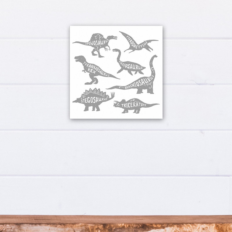 Art sur toile dino names Amapola, H 12 po x l 12 po x P 1,25 po, Blanc / Gris