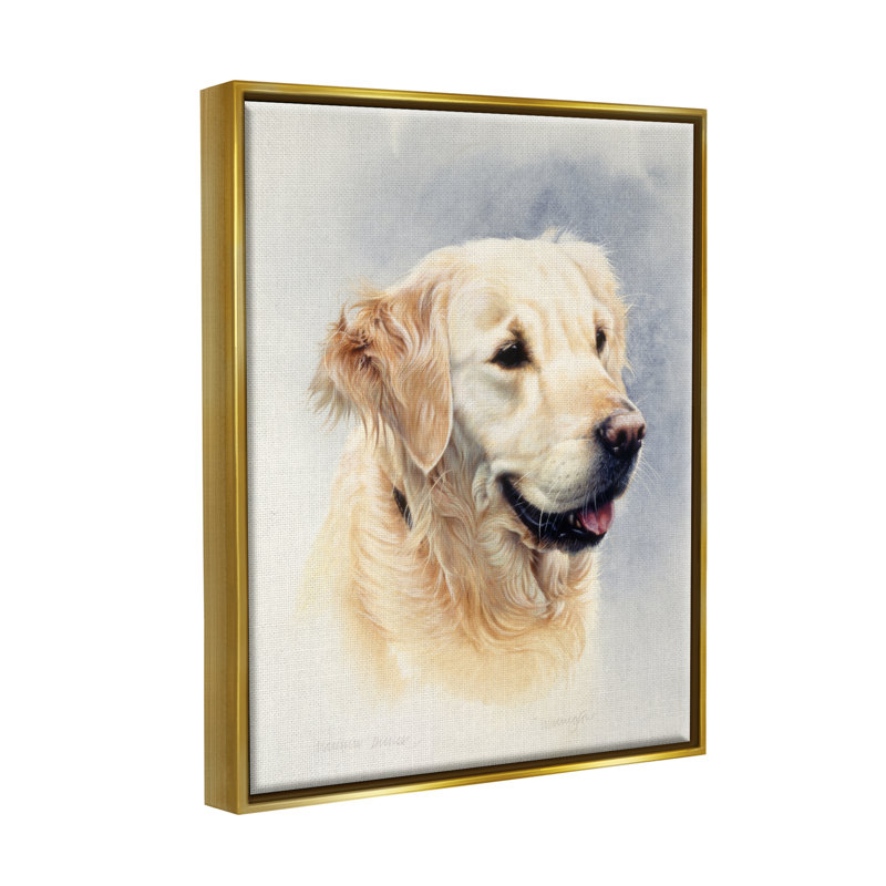 «Red Barrel Studio® Golden Retriever Portrait souriant», art mural sur toile flottante par Matthew Hillier