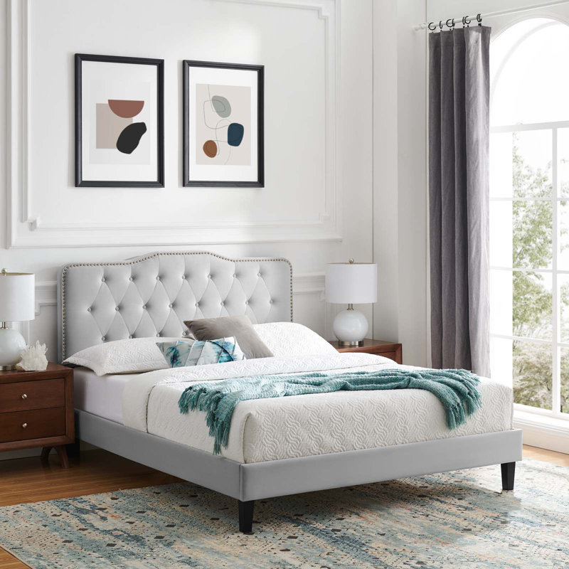 Modway Amber Platform Bed, Light Gray, Twin