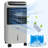 HOMCOM 32" Evaporative Air Cooler With 3.2 Gal Water Tank, 60° Oscillating, 3-In-1 Ice Cooling Fan, Portable Swamp Cooler With Humidifier For Home Office, 3 Modes, 3 Speeds, 12H Timer, Remote, Gray-598680703