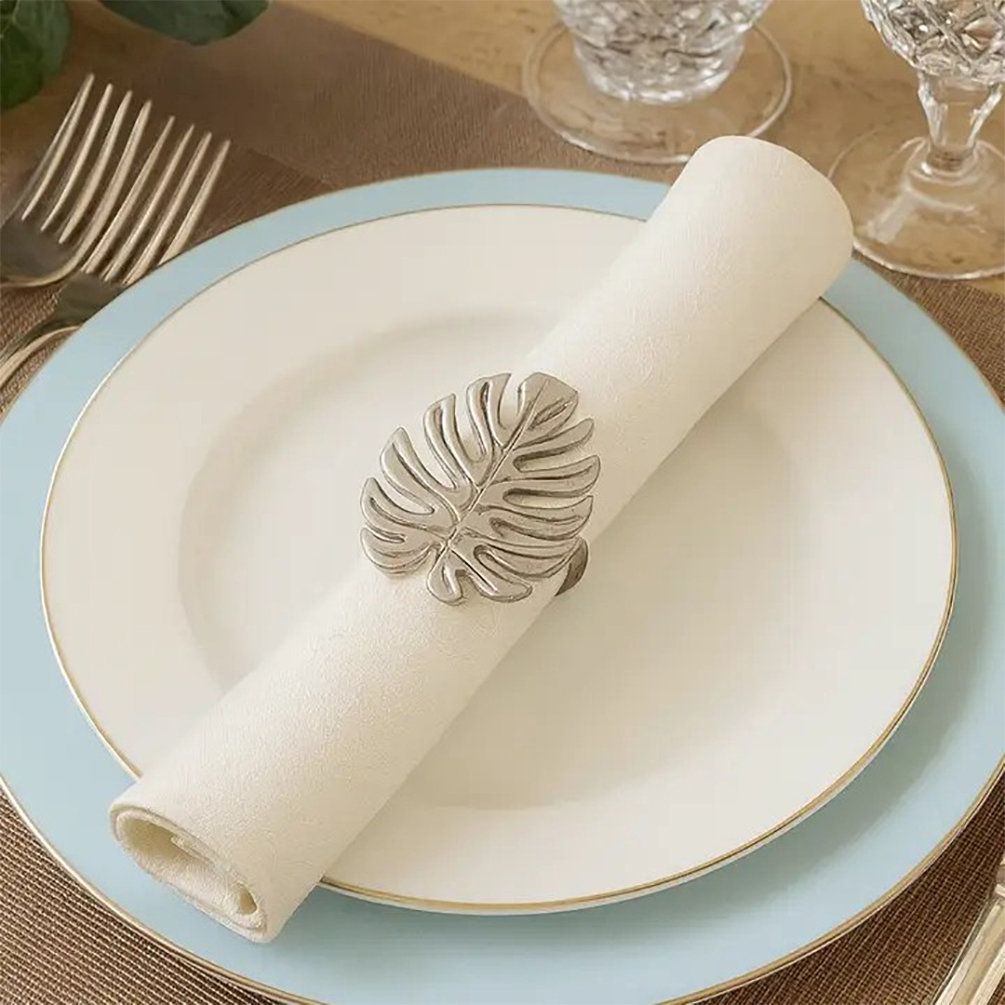 Gold Tropical Monstera Leaf Metal Napkin Rings, Set of 4 (Set of 4) Bay Isle Home™