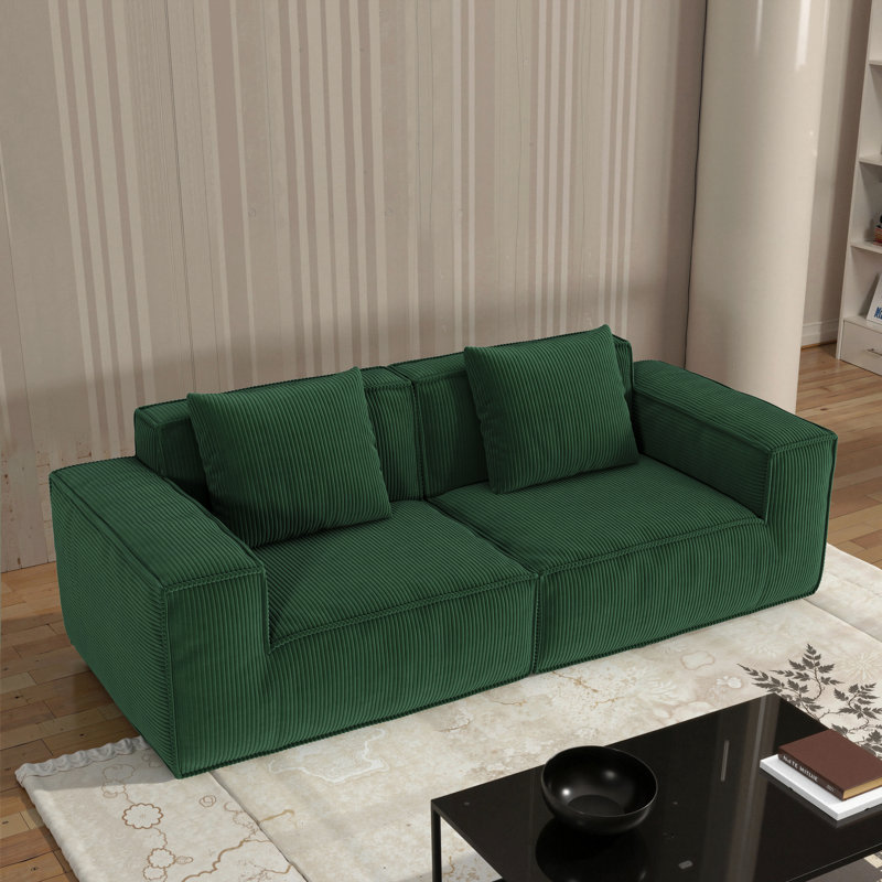 Canapé modulaire modulaire à conversion libre, 2, Vert, H 28,3 po x l 86,6 po x P 39,4 po