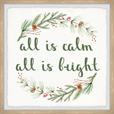 All Is Calm and Bright 1 Piece Single Picture Frame Wall Art