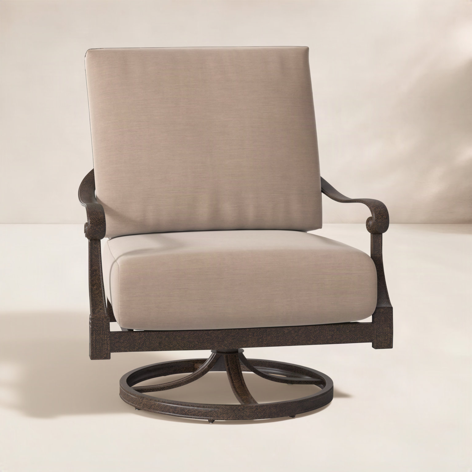 Wiltshire Outdoor Chair with Sunbrella® Cushions, Chestnut Brown, Canvas Navy Sunbrella® Canvas