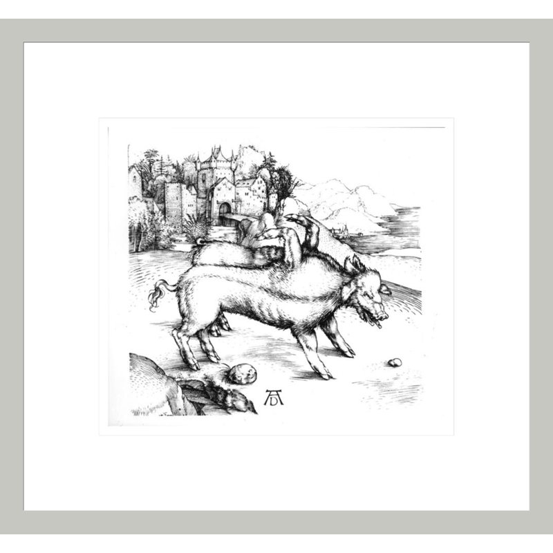 «Monstrous Pig» par Albrecht Dürer, impression giclée sur cadre, H 13,75 po x l 14,77 po