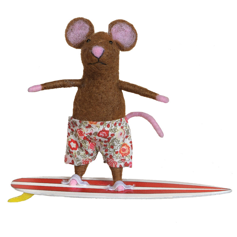 Ornement figurine suspendu pour souris de décoration surfer