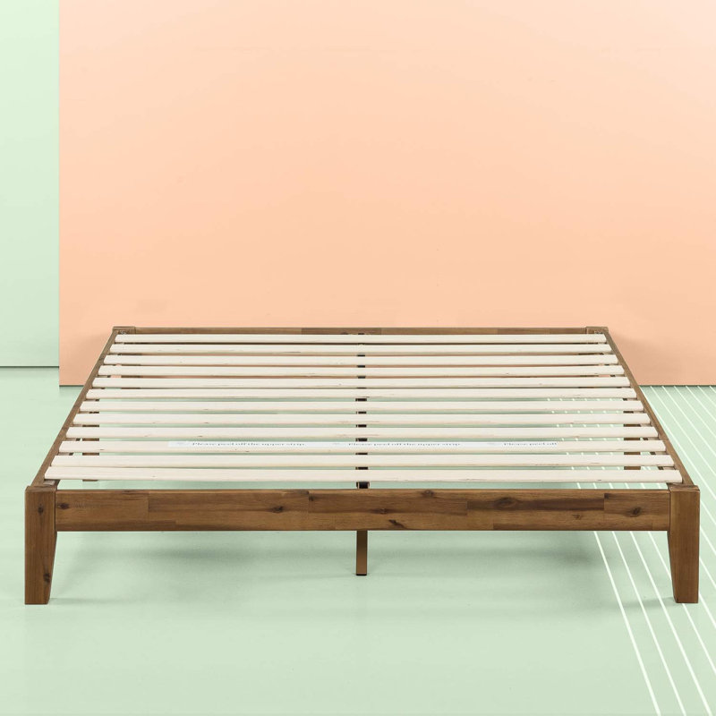 Solid Wood Platform Bed Frame King Size - No Box Spring Needed, Wood Slat Support, Easy Assembly