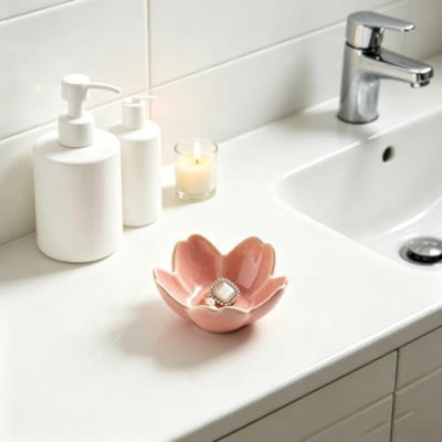 Flower Ring Holder Dish, Ceramic Jewelry Tray, Small Trinket Dish