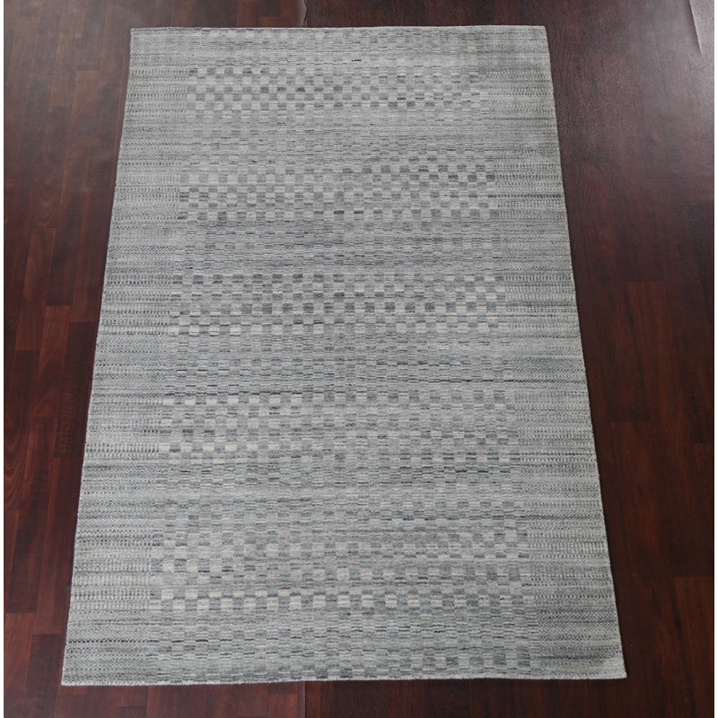 Tapis à carreaux en laine Gabbeh noué à la main 5 x 8