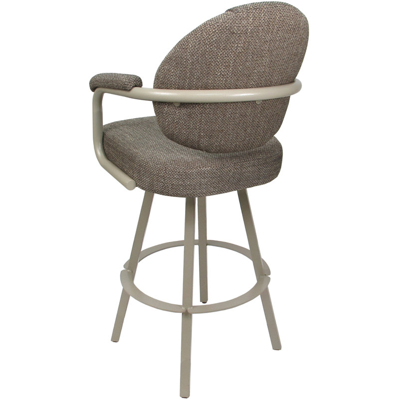 Tabouret de bar pivotant en métal Leandra, Mélange de polyester cacao / cadre beige
