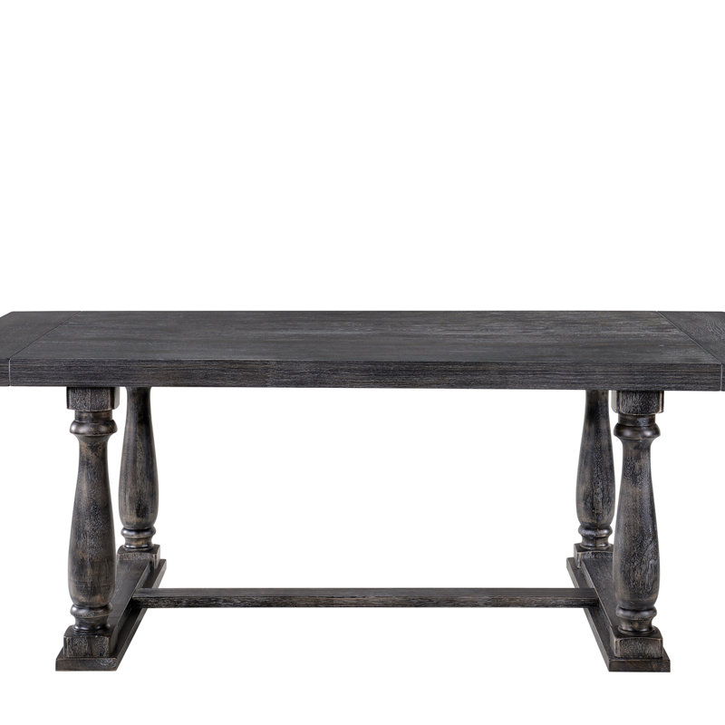 Diyon Solid Wood Dining Table, Gray, 31.09"H x 84.09"L x 42.09"W