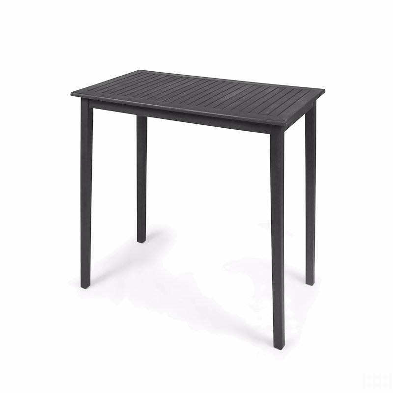 Outdoor Minimalist Acacia Wood Rectangle Bar Table, Gray