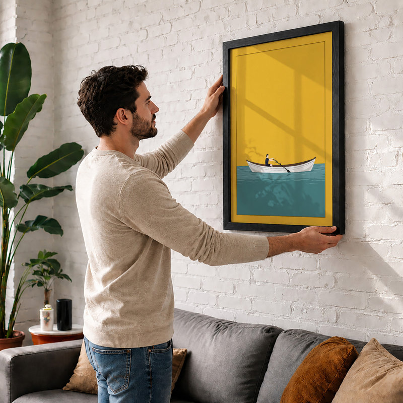 Solitude on Still Water Minimalist - Framed Print, Unframed, A4 - 29.7 x 21.0 cm