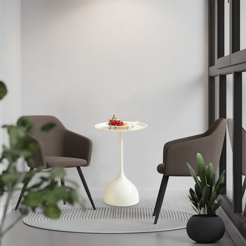 Table d'appoint moderne et minimaliste blanche, table de bout compacte avec structure en métal pour le salon et la chambre à coucher