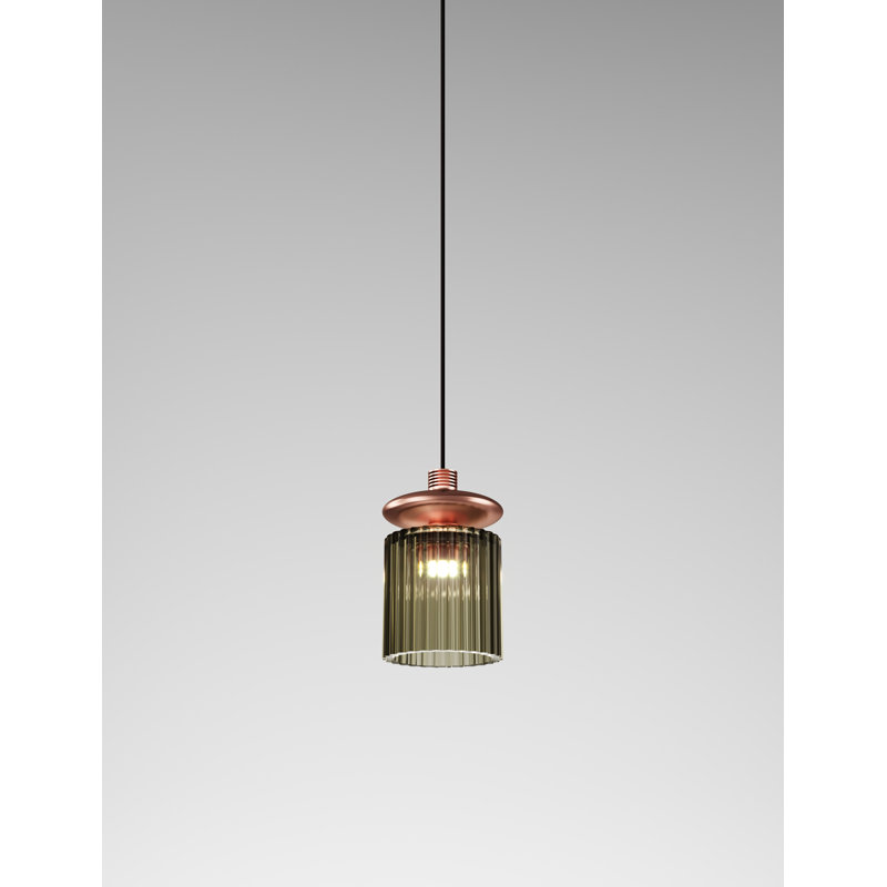 Tread 1 - Light LED Pendant, Old Green Transparent, Matte Copper, 3000 Kelvins