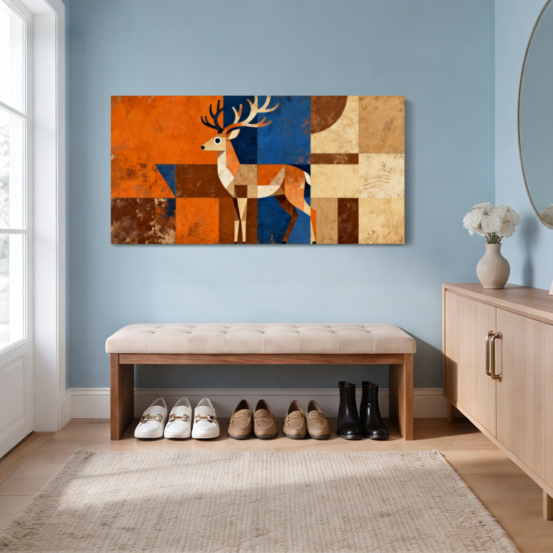 «Geometric Deer», ensemble de 1 reproduction d'art sur toile tendue, H 12 po x l 36 po