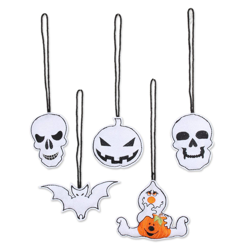 Ensemble d’ornement figurine suspendue pour halloween, Blanc