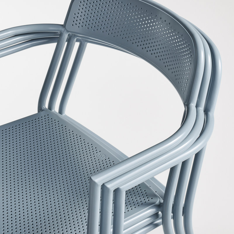 Trim Outdoor Dining Armchair, Gray Blue