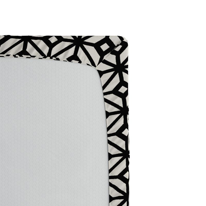 Twin Black and White Geometric Microfiber Fitted Sheet