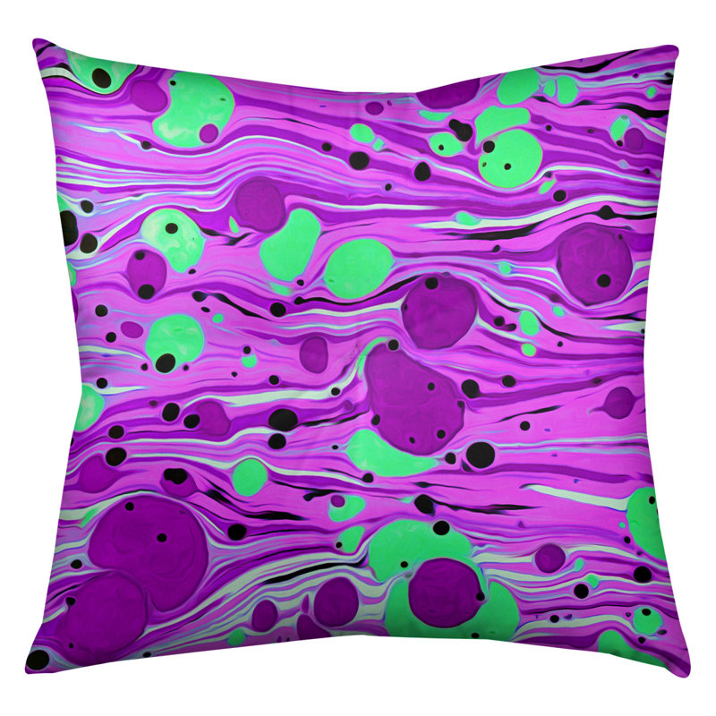 Coussin de plancher tourbillons, 26 po x 26 po, Mauve / Vert