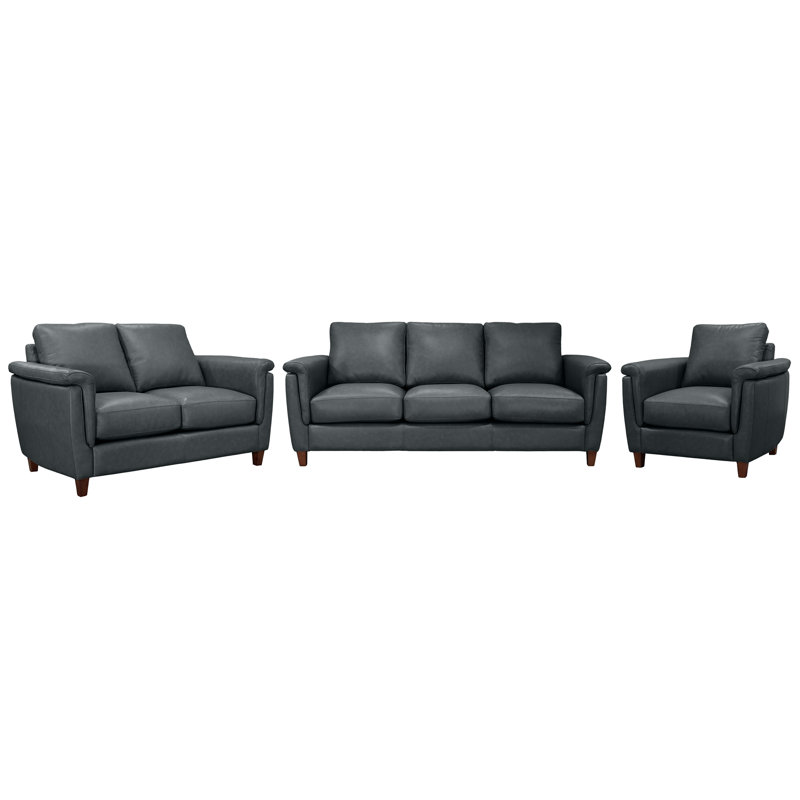 Ensemble de canapé, causeuse et chaise en cuir 100% grain de cuir fabriqué sur commande Altimo, Sofa, Loveseat and Chair