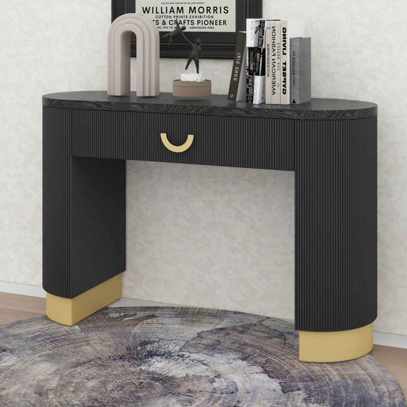 Console de vestibule moderne avec un design à nervures verticales et un tiroir fonctionnel