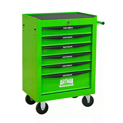 Rolling Metal Tool Chest With 6 Drawers, 20" 6-Drawer Tool Chest Cabinet With Ball Bearing Drawer Slides, Steel Tool Storage Box Organizer -GREEN