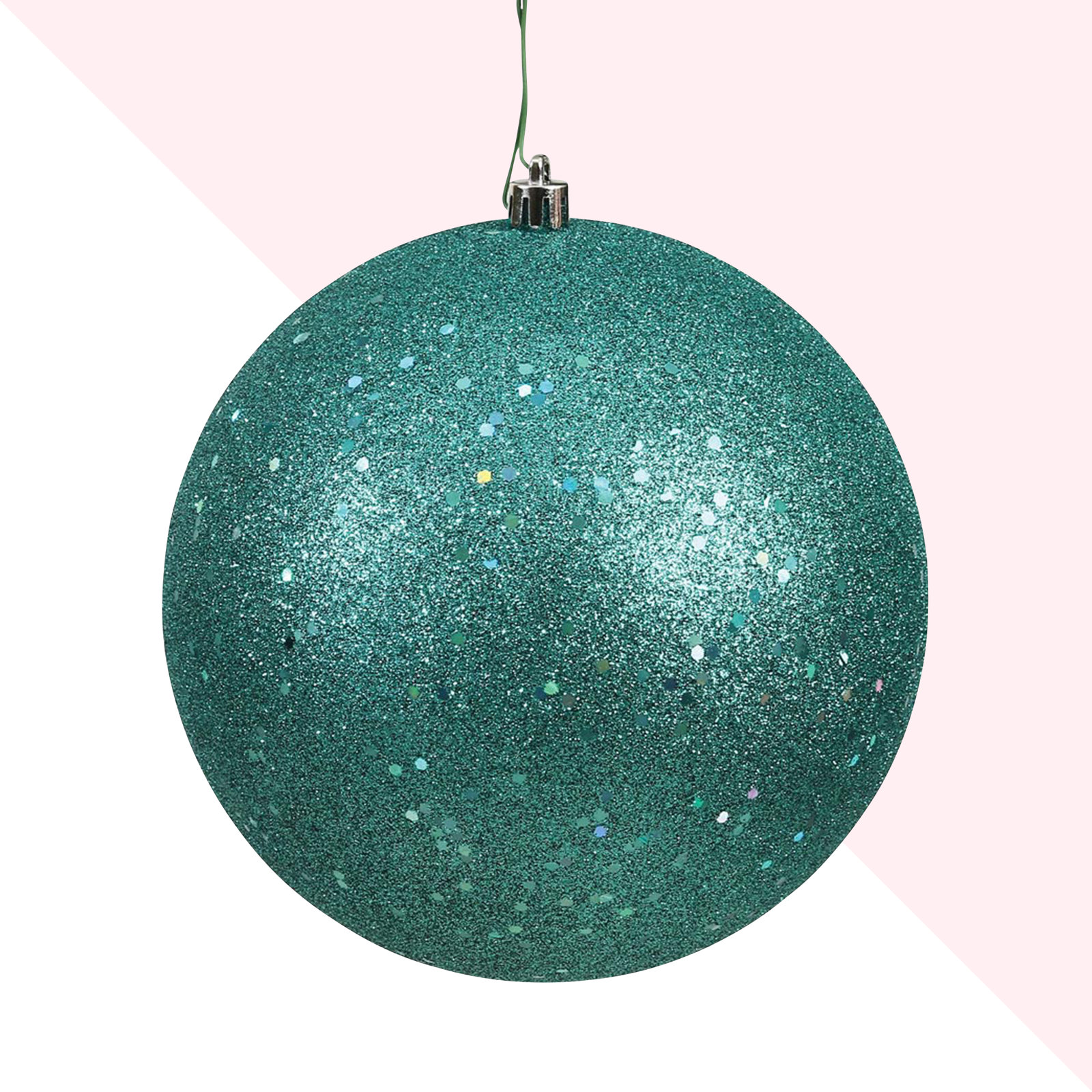 Holiday Décor Ball Ornament, 3" H x 3" W x 3" D, Glitter Teal