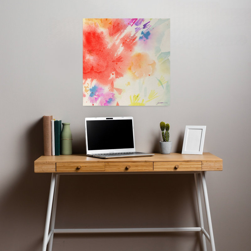 Summer Glory, art floral contemporain, H 18 po x l 18 po