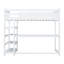 Lit mezzanine en bois Dena avec bureau sous le lit et tablettes de rangement intégrées