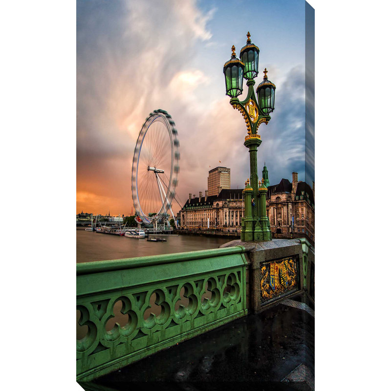 « london eye, river thames », reproduction de photo sur toile tendue, H 48 po x l 28 po x P 1,5 po