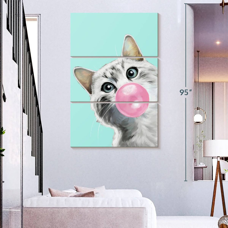 Ketti Bubble Gum Kitty II, 74" H x 48" W