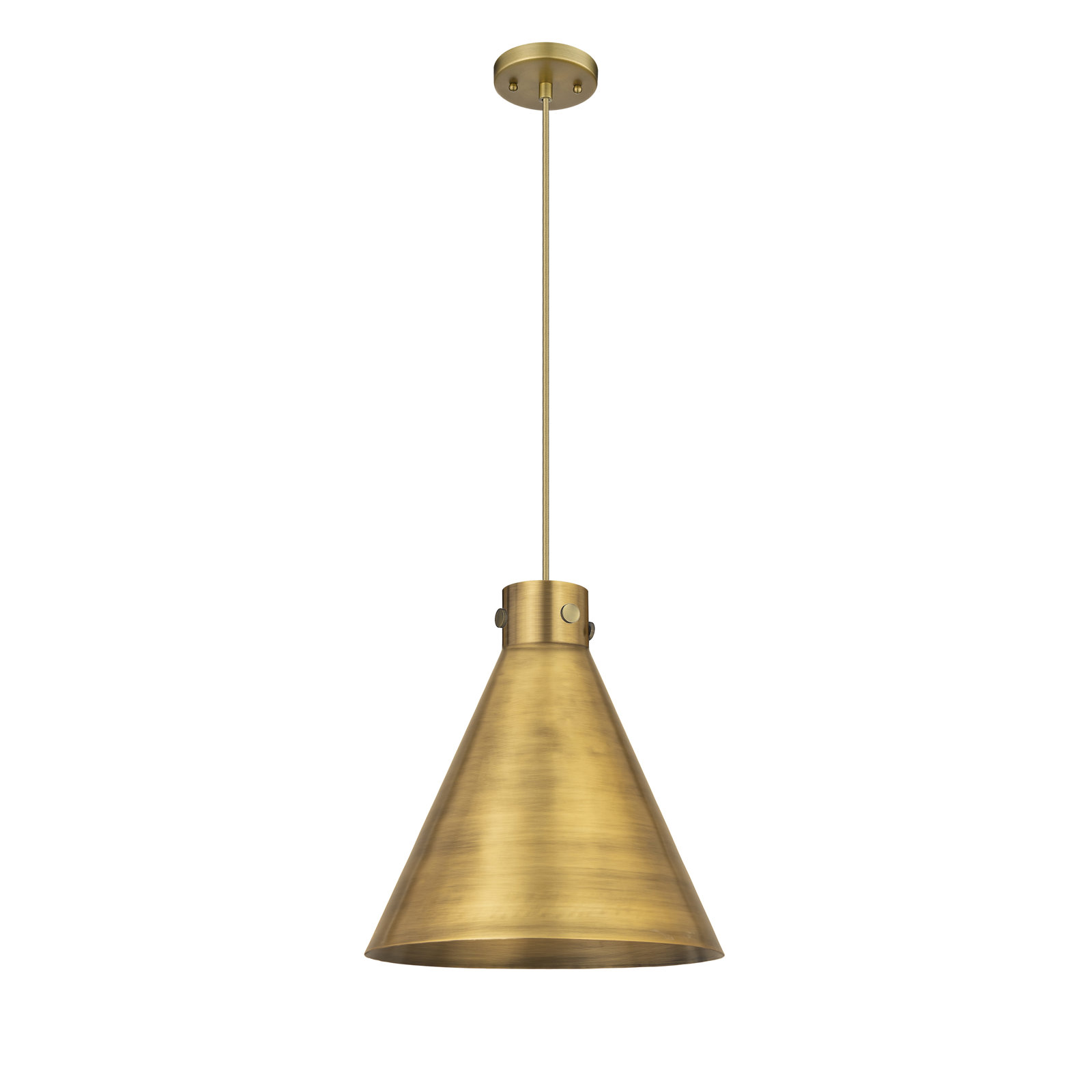 Coterie Single Light Metal Dimmable Pendant, Brushed Brass, 17.75" H x 16" W x 16" D