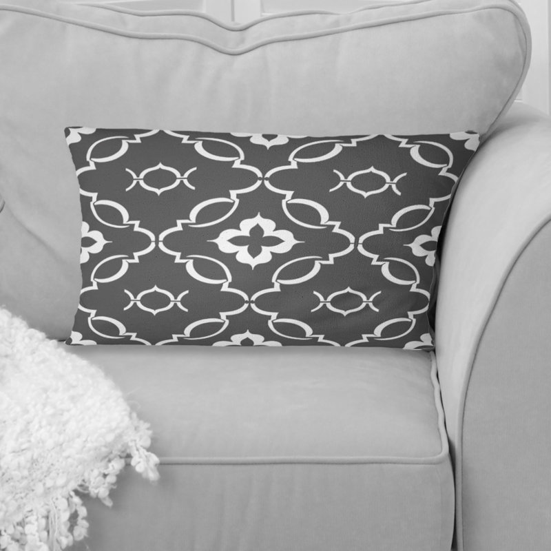 Dark Gray Quatrefoil II - Transitional Lumbar Pillow