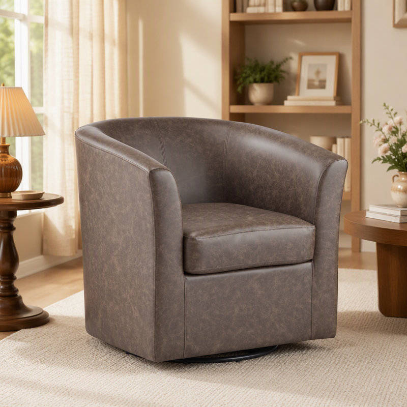 Fauteuil demi-tonneau Wilmore, Apricot Faux Leather