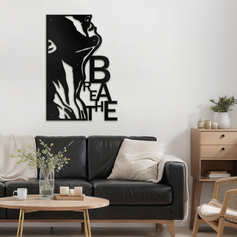 Décoration murale en métal, H 20 po x l 10 po x P 0,05 po, Noir