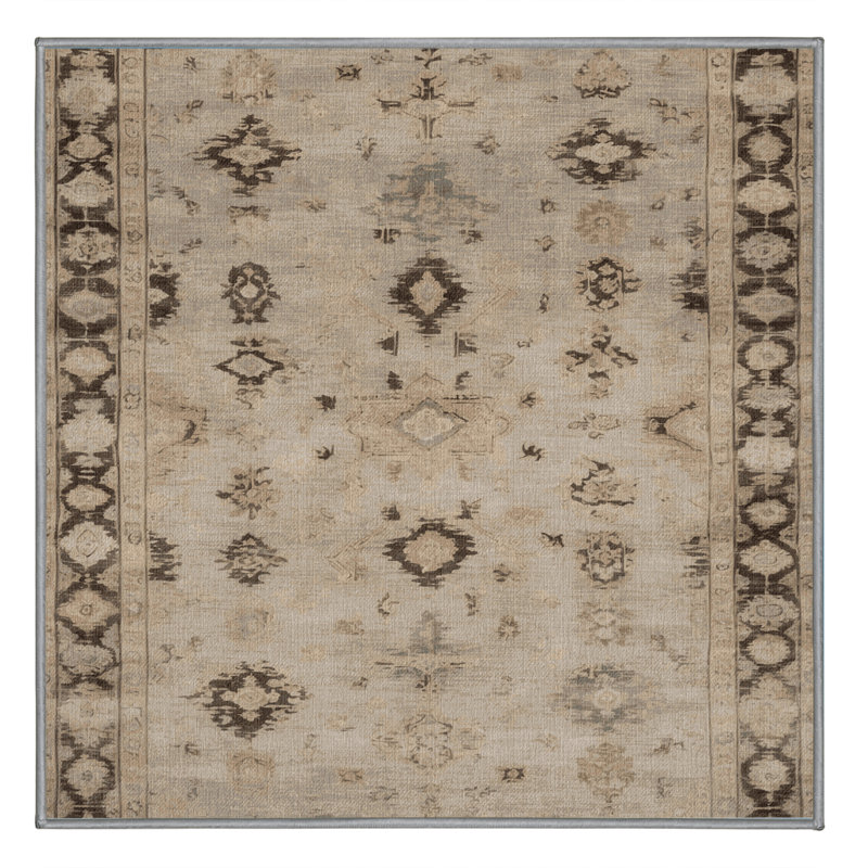 Machine Washable Overdyed Gray Area Rug, Square 5'