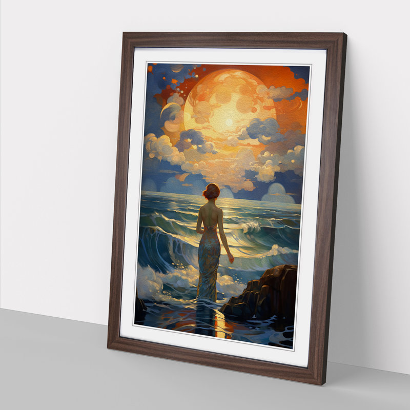 Ocean Deco - Framed Print, 34cm H x 25cm W x 2cm D, Walnut 