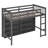 Twin Size Loft Bed with 8 Open Storage Shelves, Built-in Ladder, and Comprehensive Guardrails, Antique Grey