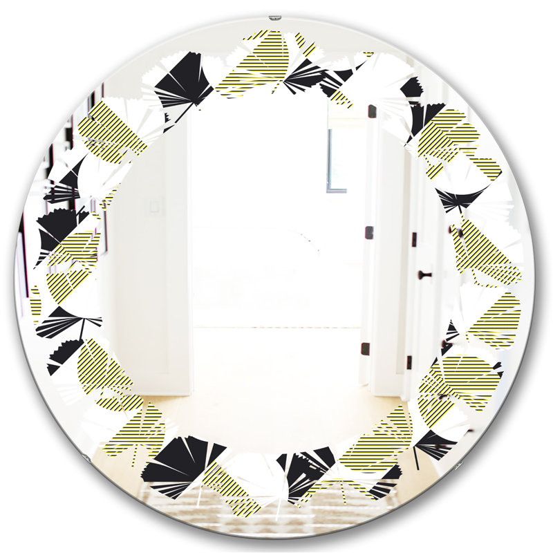 Miroir mural Coastal, H 23,6 po x l 23,6 po, Feuilles circulaires abstraites géométriques ré