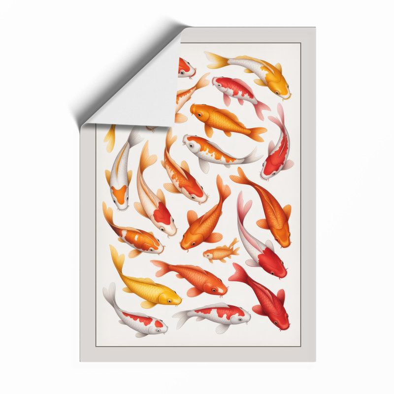 Koi Dance Modern - Framed Print, Unframed, A4 - 29.7 x 21.0 cm