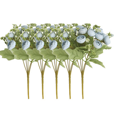 Paquet de 5 fleurs artificielles pivoines, 15 fleurs en soie pour la décoration intérieure