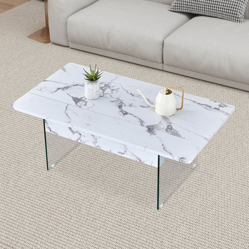 Table basse multifonctionnelle à plateau relevable, Blanc