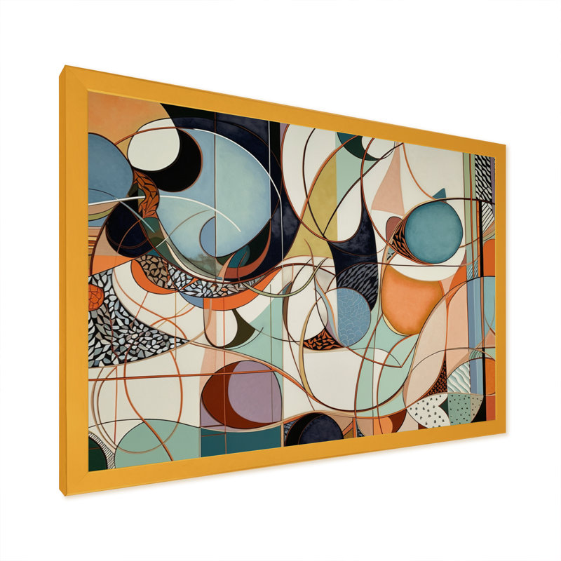«Pastel Color Boho Artwork II - Abstract Minimalisme», reproduction sur toile, Cadre doré simple, H 24 po x l 32 po x P 1 po