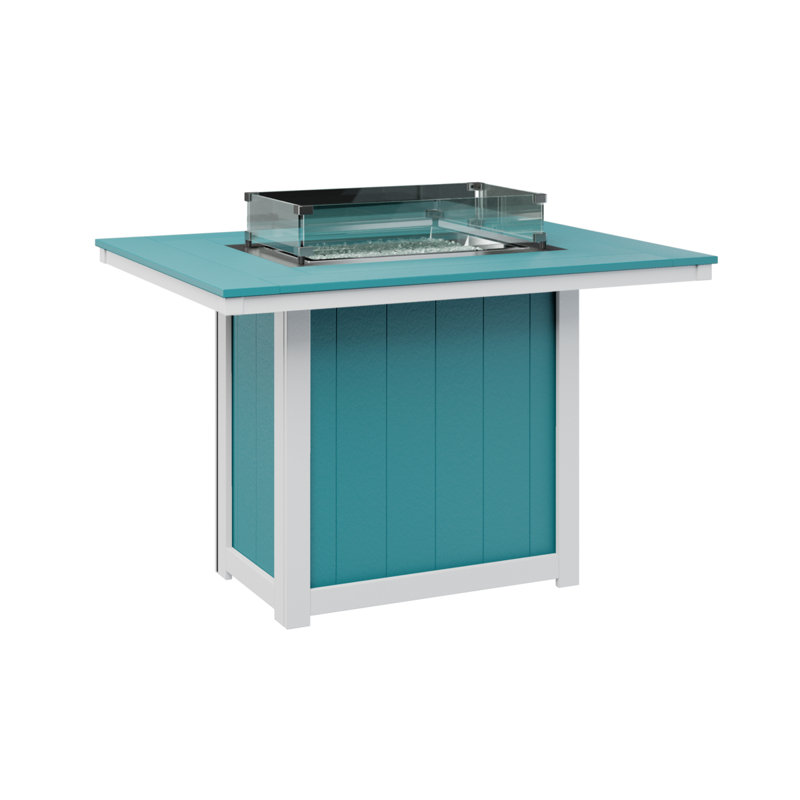 Berlin Gardens Donoma 54″ Rectangular Counter Height Fire Pit Table, 36" H x 53.87" W x 41.37" D, Aruba Blue